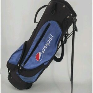 Pepsi Golf Stand Bag Blue Black Carry Bag Soda Logo Promo 34" 6 Club Divider VTG